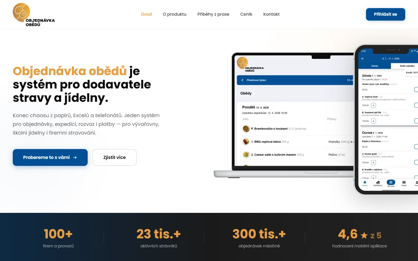 Web objednavkaobedu.cz – systém pro dodavatele stravy a jídelny